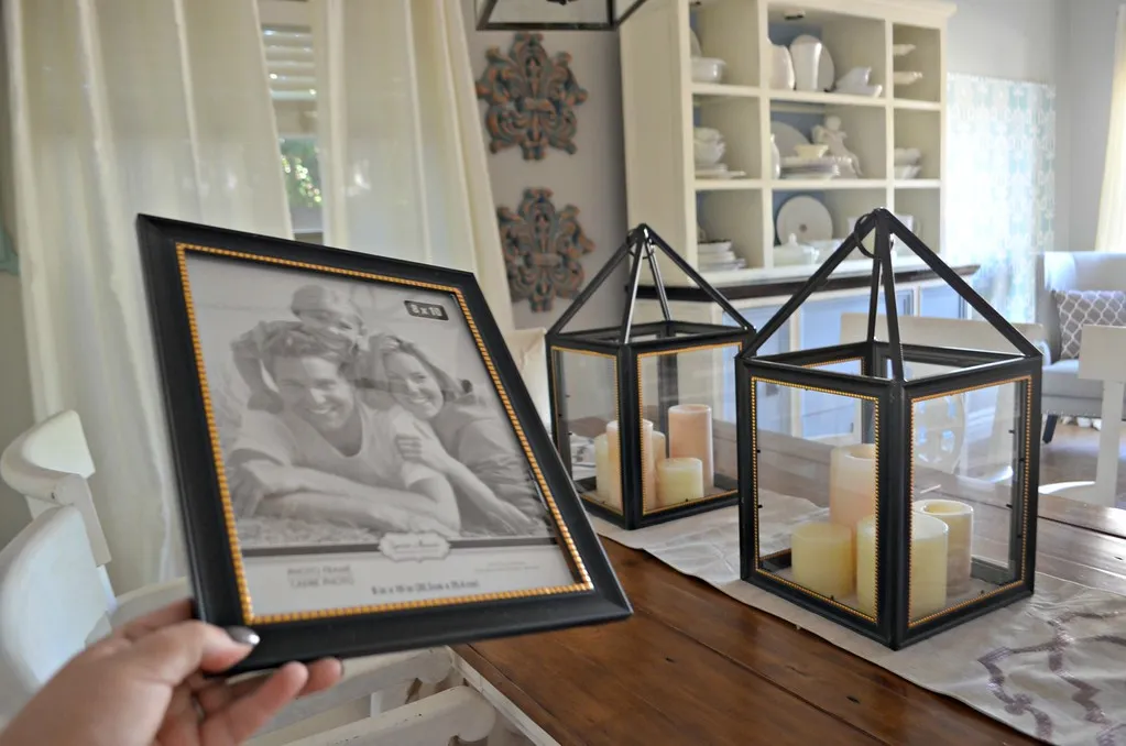 DIY Dollar Tree lanterns made from picture frames.